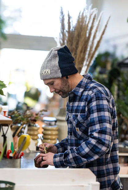 Grey front Black back thick JAX Slouchie Beanie