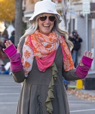 Upcycled Pink mix sweaters Fingerless texting gloves