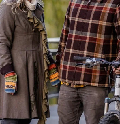 Upcycled Fall mix Blue, Orange, Green sweaters Fingerless texting glov