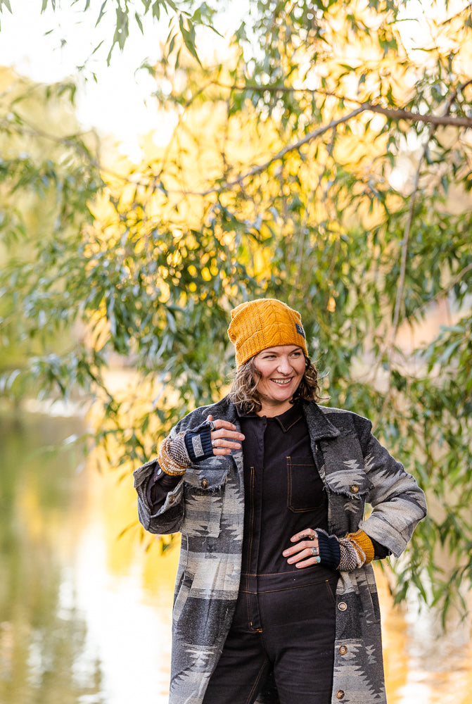 Upcycled Mustard Sweater JAX Slouchie Beanie