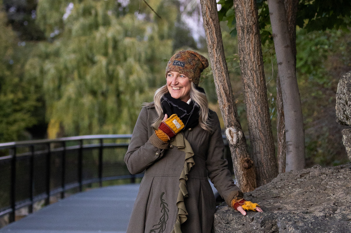 Upcycled Fall mix Orange, maroon sweaters Fingerless texting glov