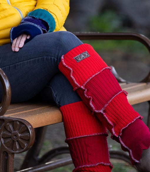 Upcycled mix Teal and Navy sweaters Fingerless texting gloves