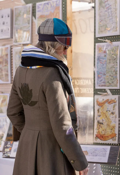 Upcycled Mix Fall wool flannel midweight Newsboy cap