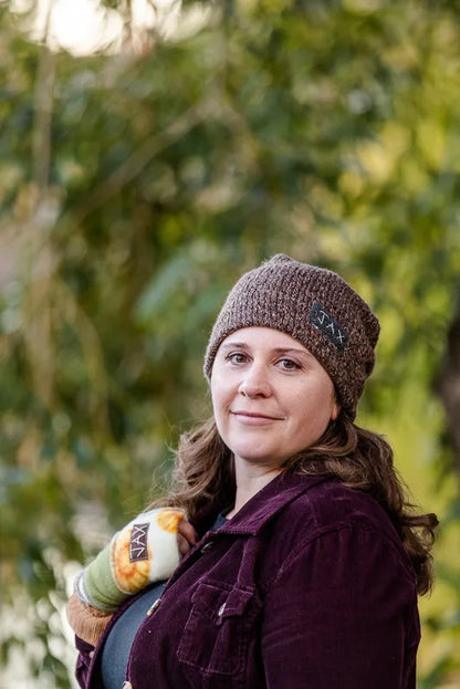 Upcycled Brown heathered JAX Slouchie Beanie
