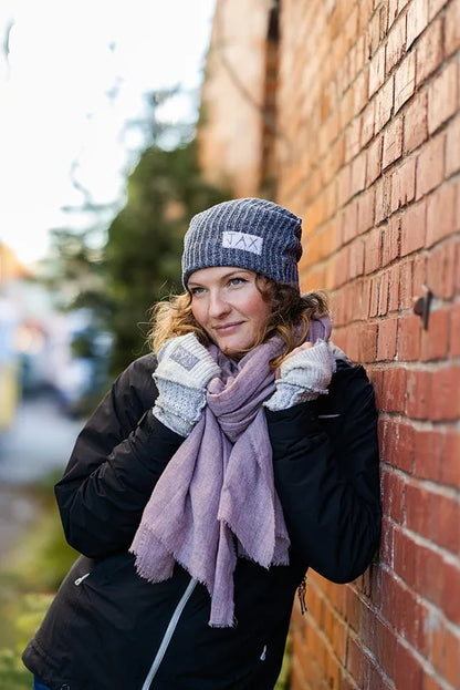 Light Grey soft sweater Jax texting gloves