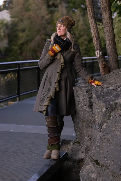 Upcycled Fall mix Orange, maroon sweaters Fingerless gloves