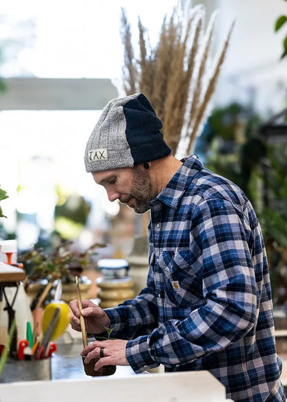 Grey front Black back thick JAX Slouchie Beanie