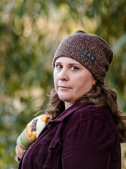 Upcycled Brown heathered JAX Slouchie Beanie