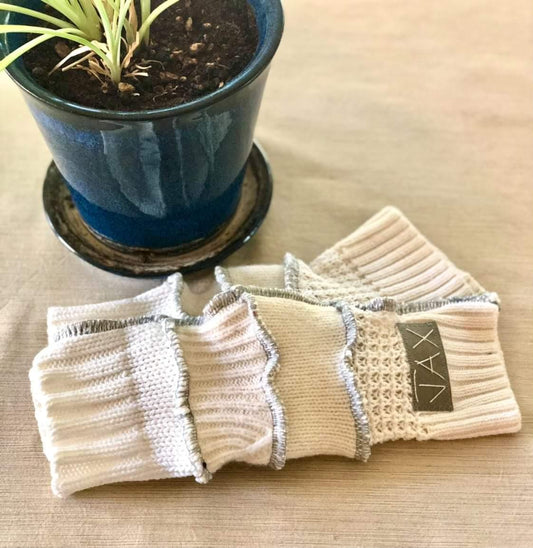 Upcycled Cream mix sweaters Fingerless texting gloves