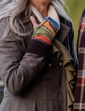 Upcycled Fall mix Blue, Orange, Green sweaters Fingerless texting glov