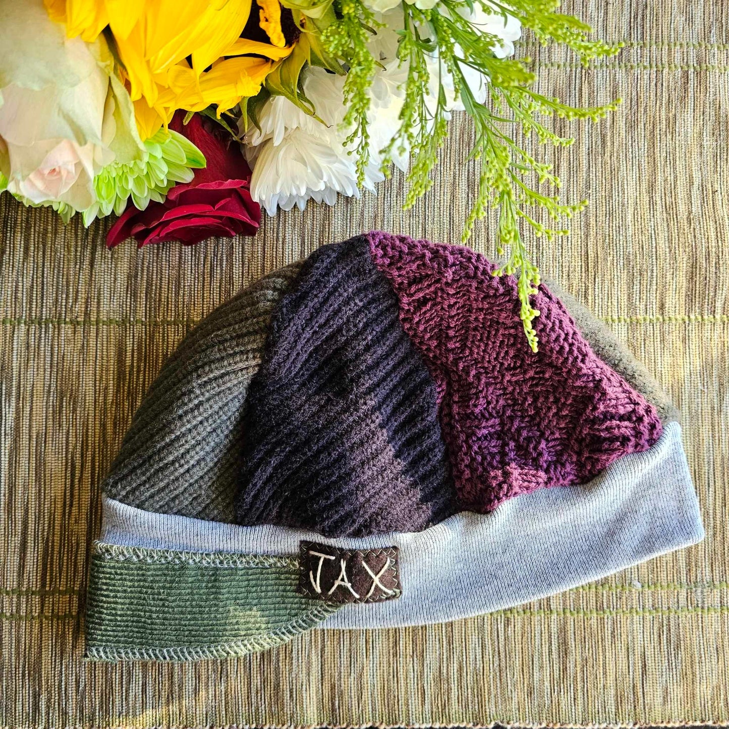 Upcycled Earthy mixed sweaters on grey JAX flapper