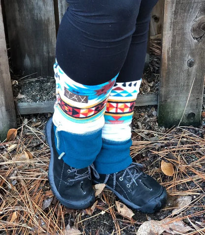 Fleece Teal Cream SW JAX Legwarmers